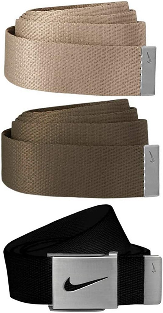nike beige, black, and brown sports belts for dad on father's day