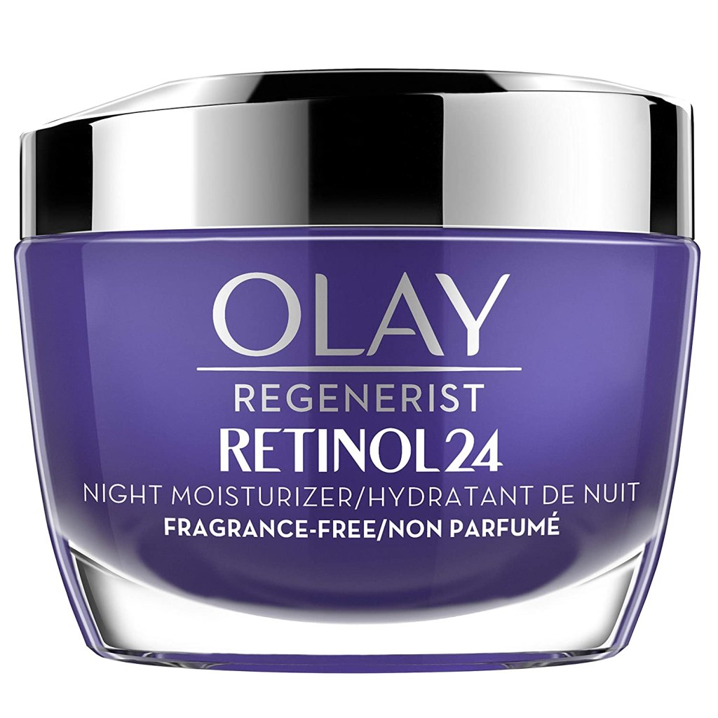 purple jar of olay face lotion, a great gift idea for mom on Mother's Day