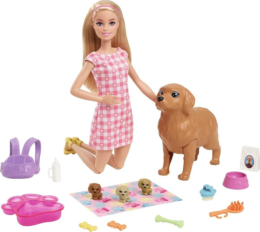 barbie doll and pets set