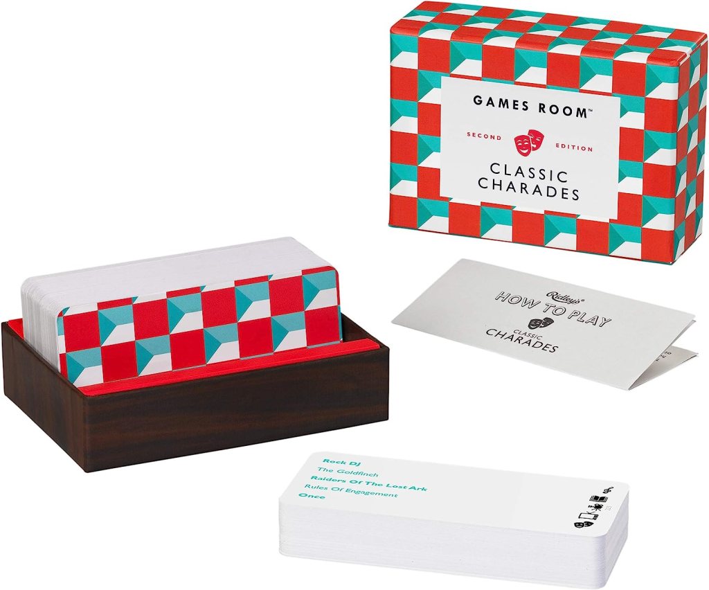 games charades with stylish red and blue pattern on box