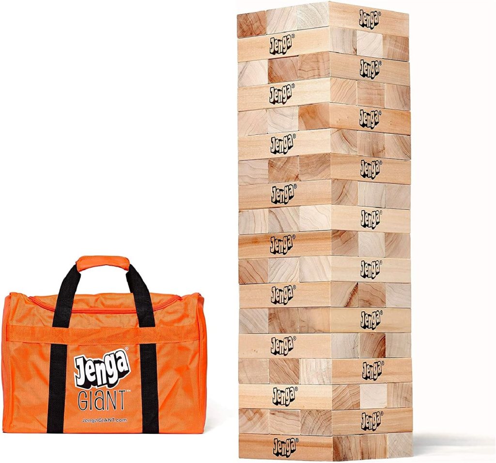 classic giant jenga with organe carrying bag