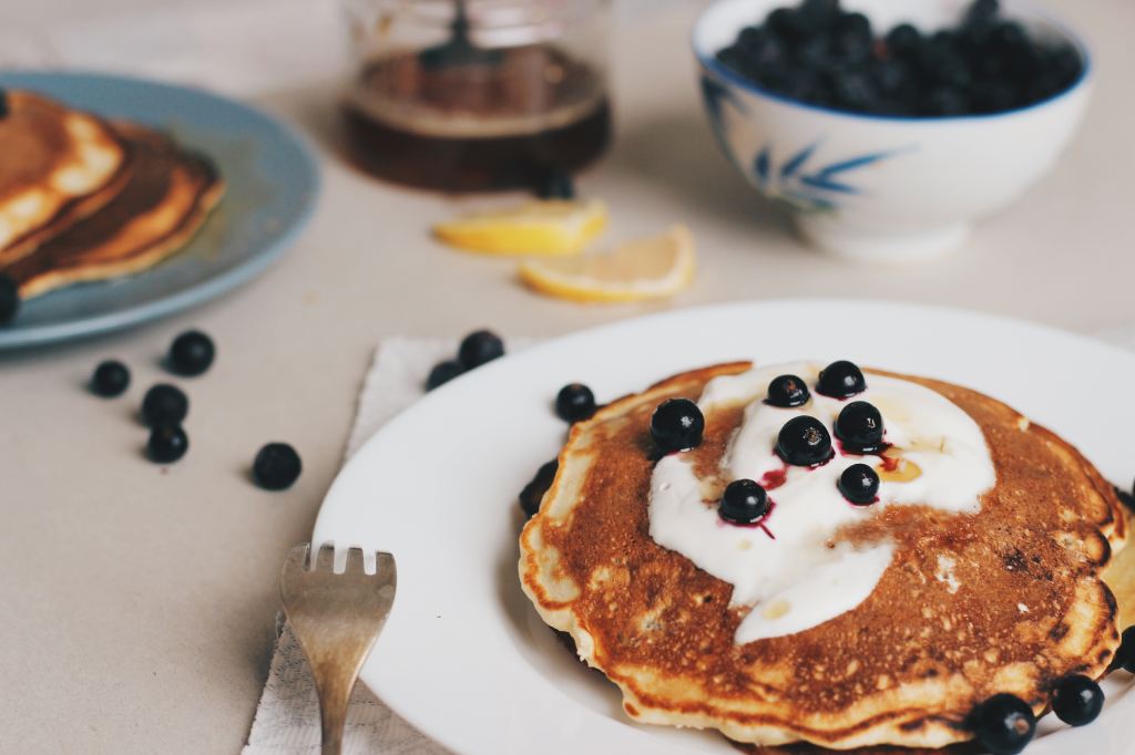 Blueberry Buttermilk Pancakes with Yogurt&nbsp;Topping