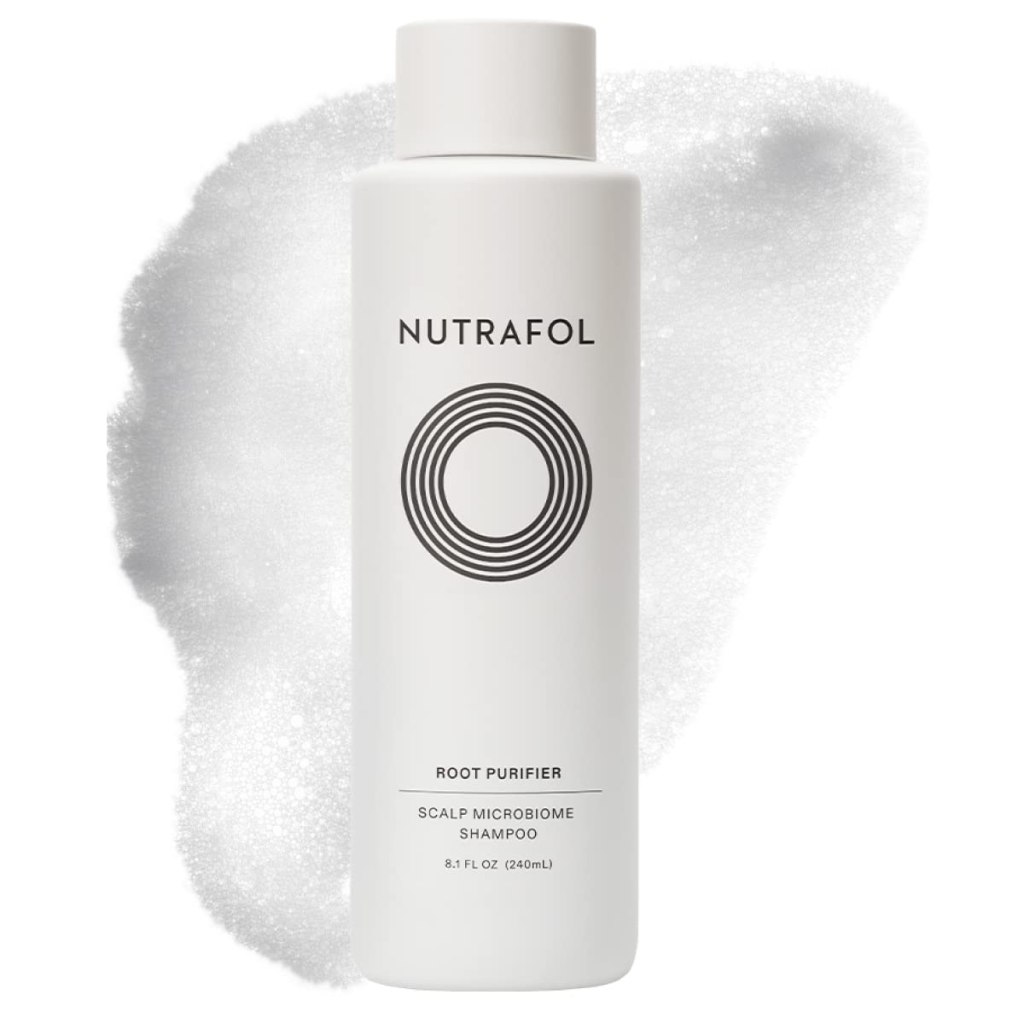 dry scalp treatment in white bottle, minimal and elegant design