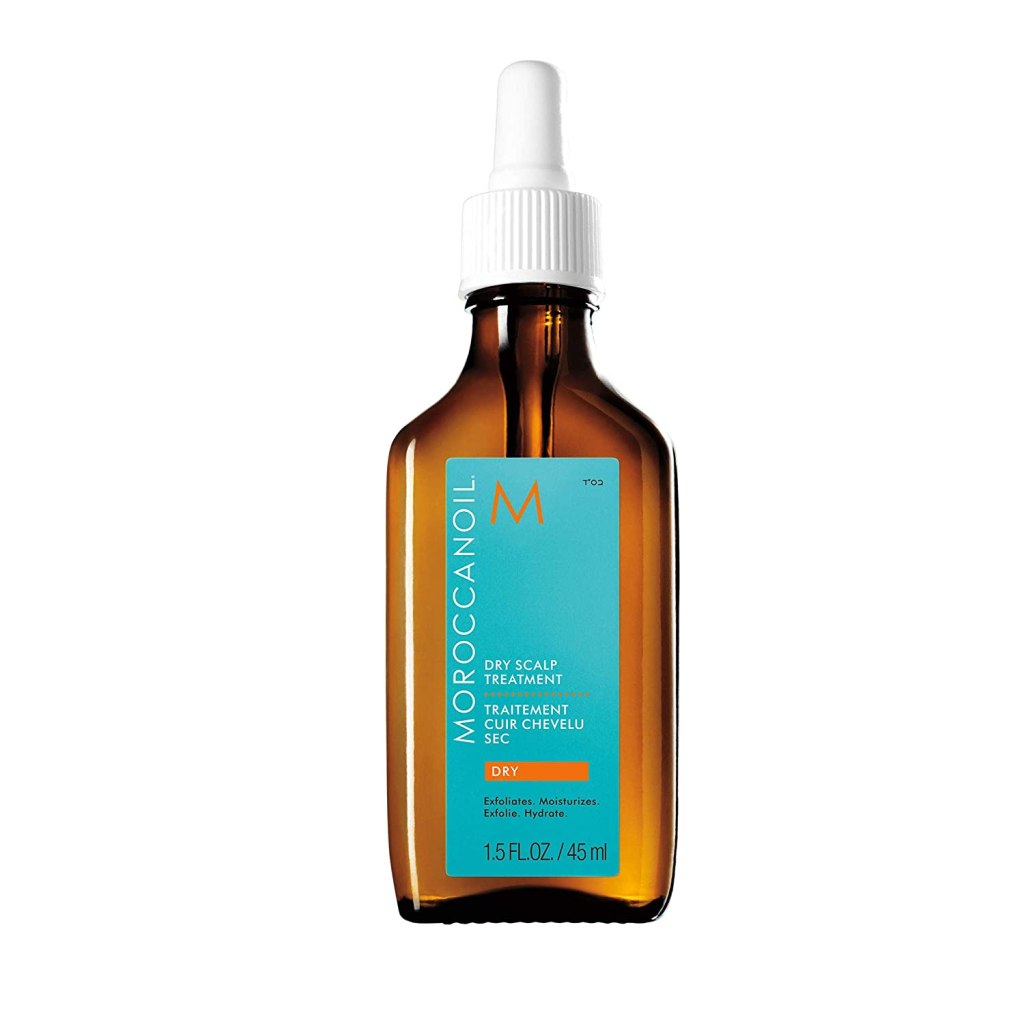 dry scalp treatment in hair oil dropper in deep brown with aqua label